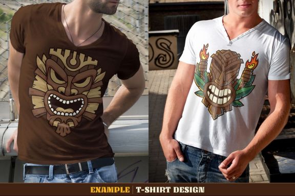 Tiki Head Illustrations Set
