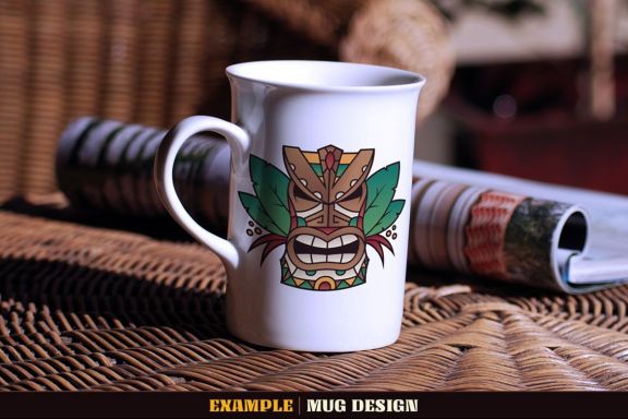 Tiki Head Illustrations Set