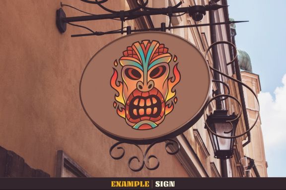 Tiki Head Illustrations Set
