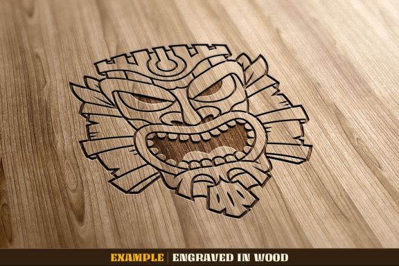 Tiki Head Illustrations Set