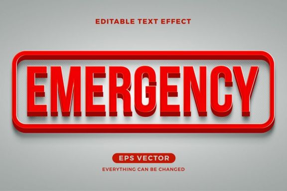 Emergency editable text effect vector