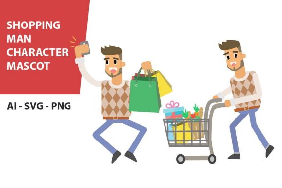 Shopping Man 2 Character Vector Vol. 4