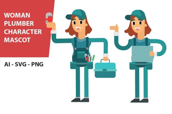 Woman Plumber Character Vector Vol. 1