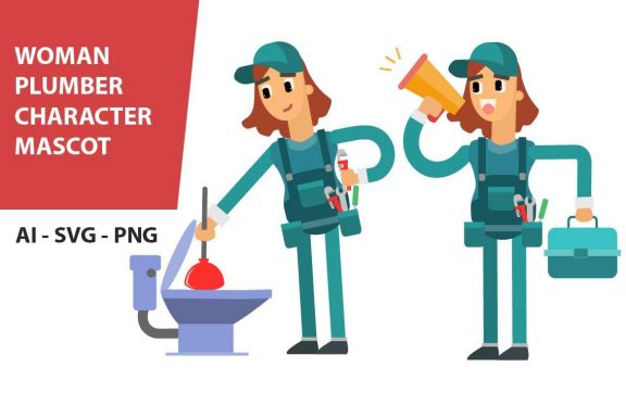 Woman Plumber Character Vector Vol. 2