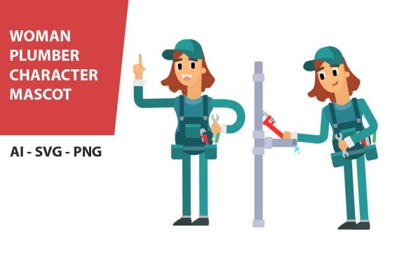 Woman Plumber Character Vector Vol. 3