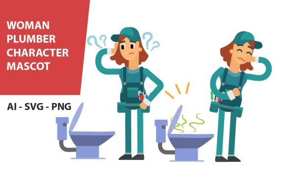 Woman Plumber Character Vector Vol. 4