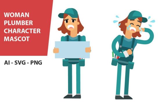 Woman Plumber Character Vector Vol. 5