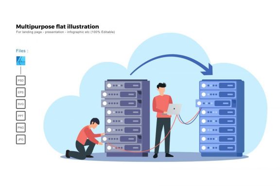 Multipurpose modern flat illustration design server migration