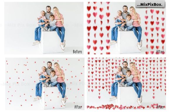 Red Paper Hearts Overlays