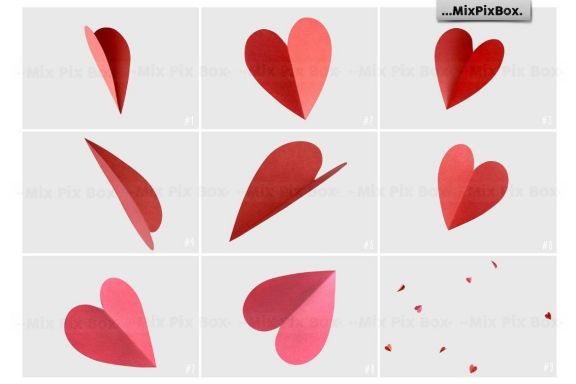 Red Paper Hearts Overlays