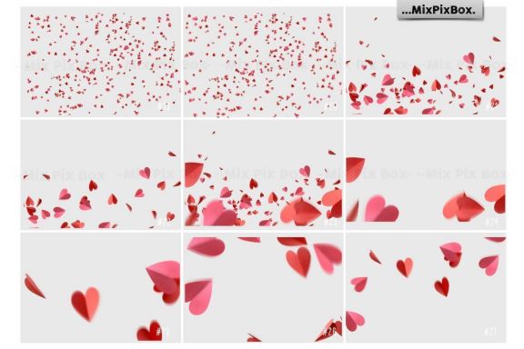 Red Paper Hearts Overlays