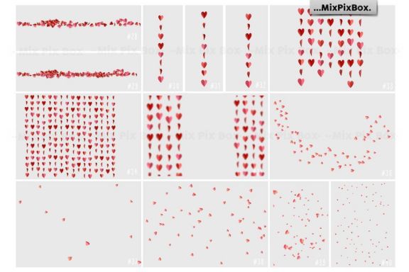Red Paper Hearts Overlays