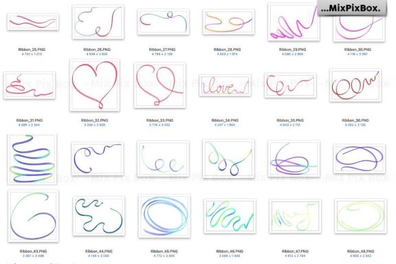 55 Ribbons Transparent Overlays