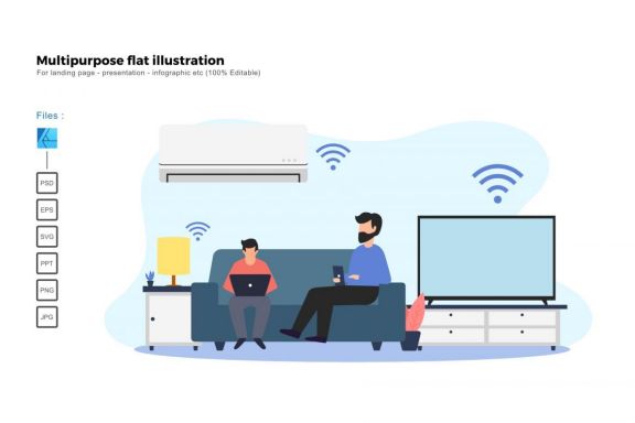 Multipurpose modern flat illustration design smart home