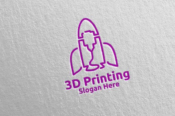 Rocket 3D Printing Company Logo Design 59