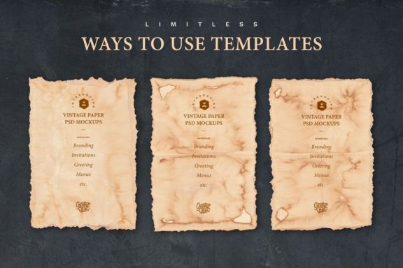 Vintage Paper PSD Mockup Set