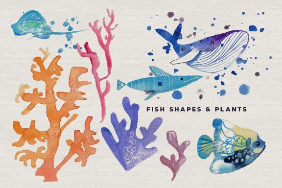 Free Watercolor Underwater World