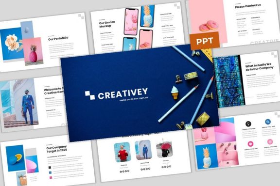 Creativey - Simple Color Pop Business PowerPoint Template