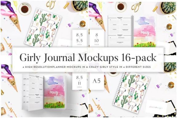 Girly Planner Mockups (16 in 1)