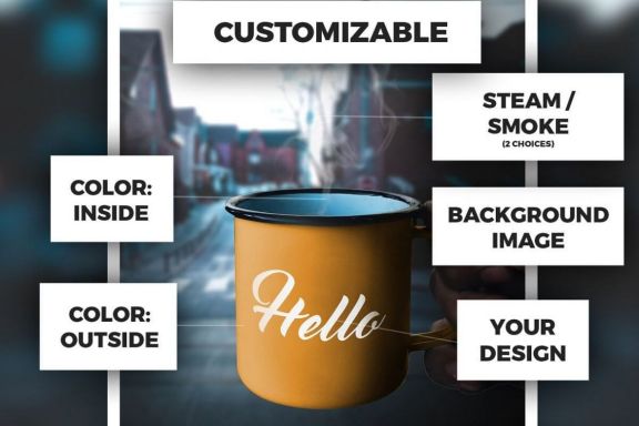 Hand holding Enamel Mug – Mockup