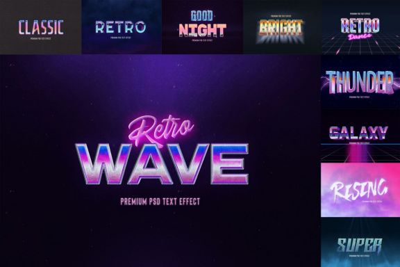 80's Text Effect Template - 10 Different Styles