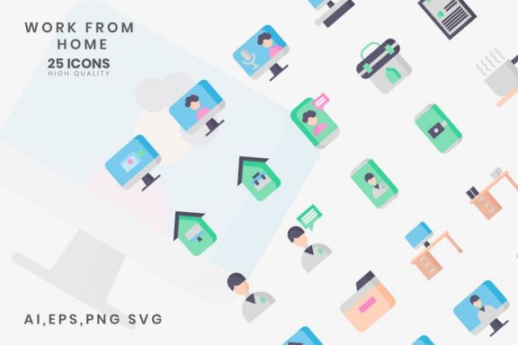 Icon Work From Home Flat Style