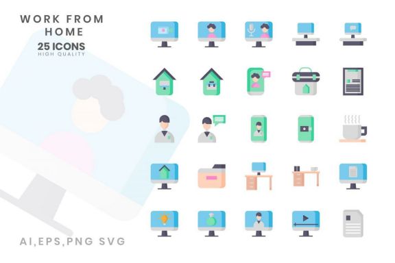 Icon Work From Home Flat Style