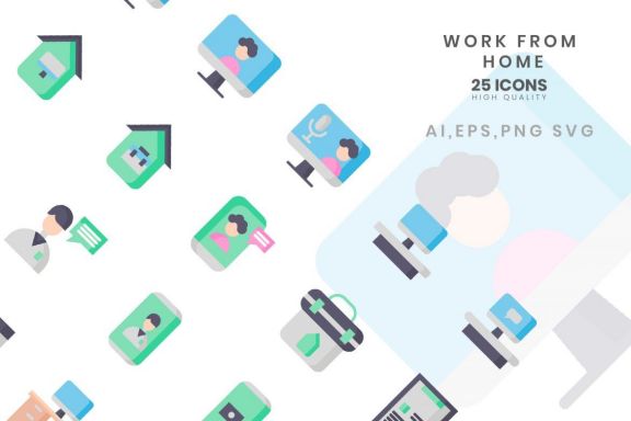 Icon Work From Home Flat Style