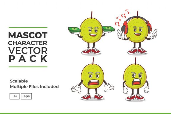 Entawak Fruit Mascot & Sticker Character Vector Pack 