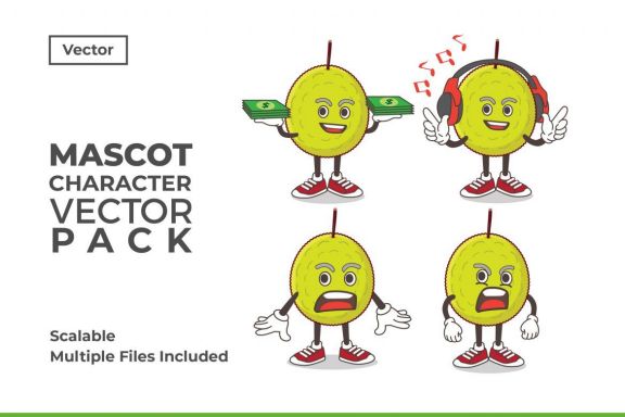 Entawak Fruit Mascot & Sticker Character Vector Pack 