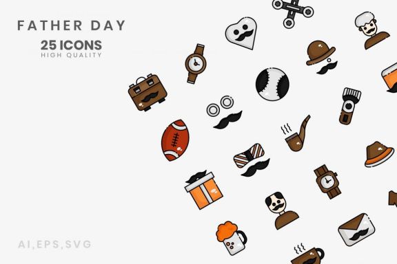 Icon father day Line Color