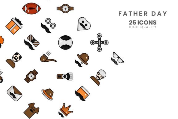 Icon father day Line Color