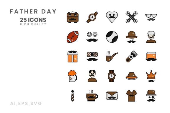 Icon father day Line Color
