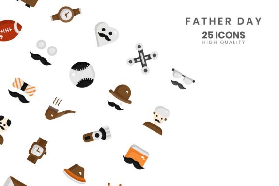 Icon father day Flat Color