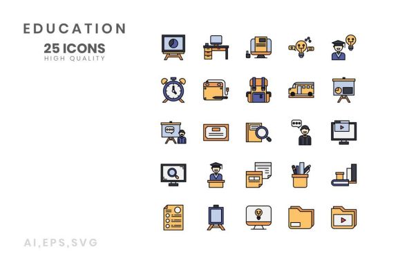 Icon Education Line Color
