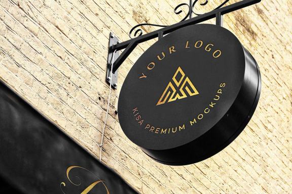 Hanging Wall Sign Mockup v1.0