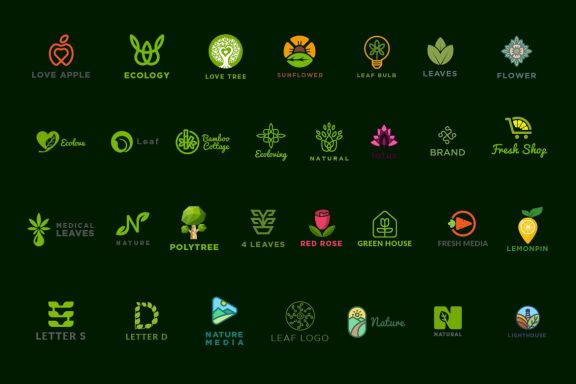 Set of 30 Nature Eco Logos