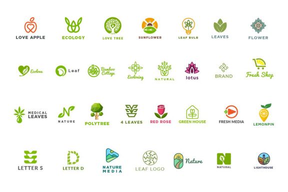 Set of 30 Nature Eco Logos