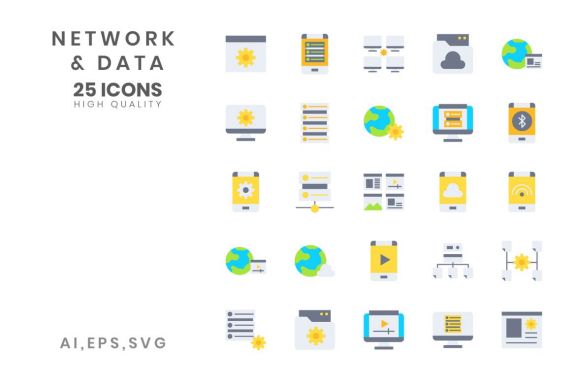 Icon Network & data Flat Color