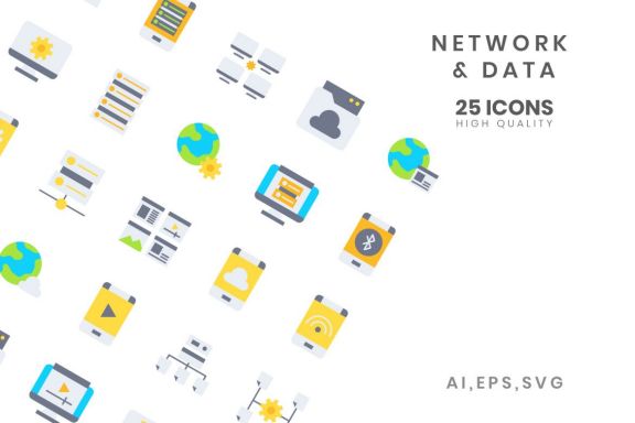 Icon Network & data Flat Color