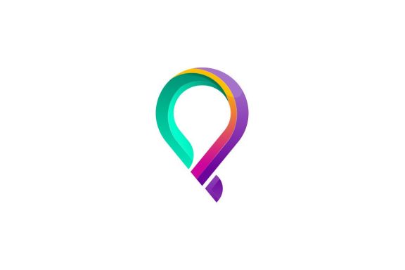 P location pin colorful logo design
