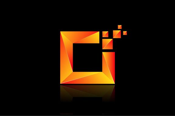 Square technology geometric low-poly logo design