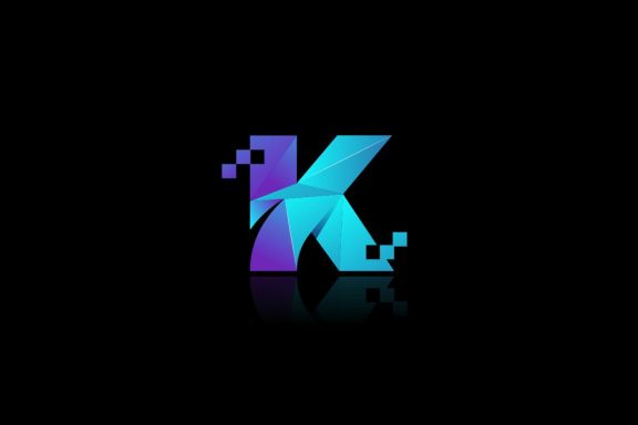 K data technology gradient logo design