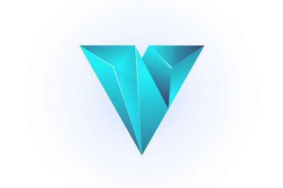 V futuristic diamond logo design