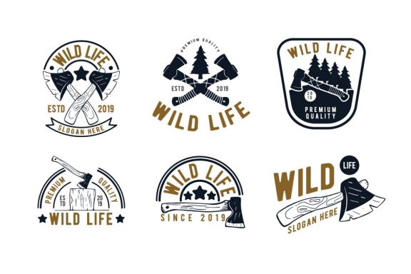 Forest Wildlife Badges Set