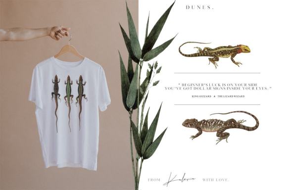 Vintage lizards - retro illustrations set