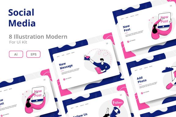 Social Media set Illustration