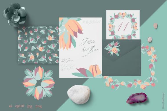 Succulent floral element & patterns