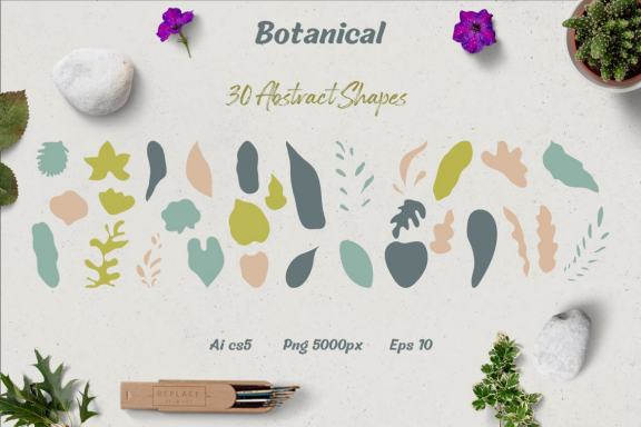 Botanical: 30 leaves illustration