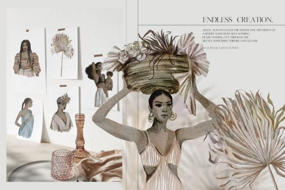 Watercolor women of color - trendy summer set 